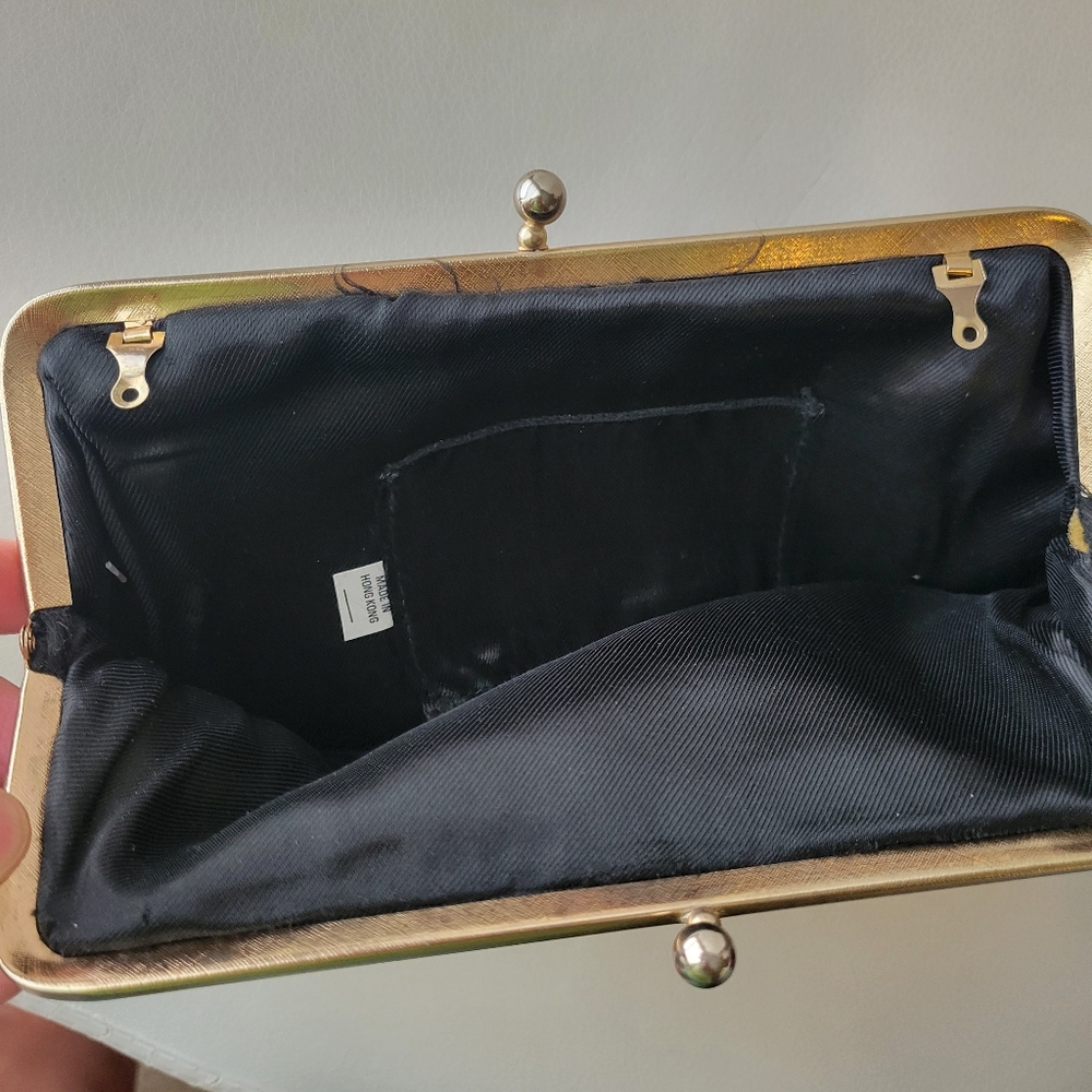 Vintage Beaded Black Clutch Bag Silver Chain Strap ~ 1960? ~ Made in Hong Kong - Picture 4 of 16